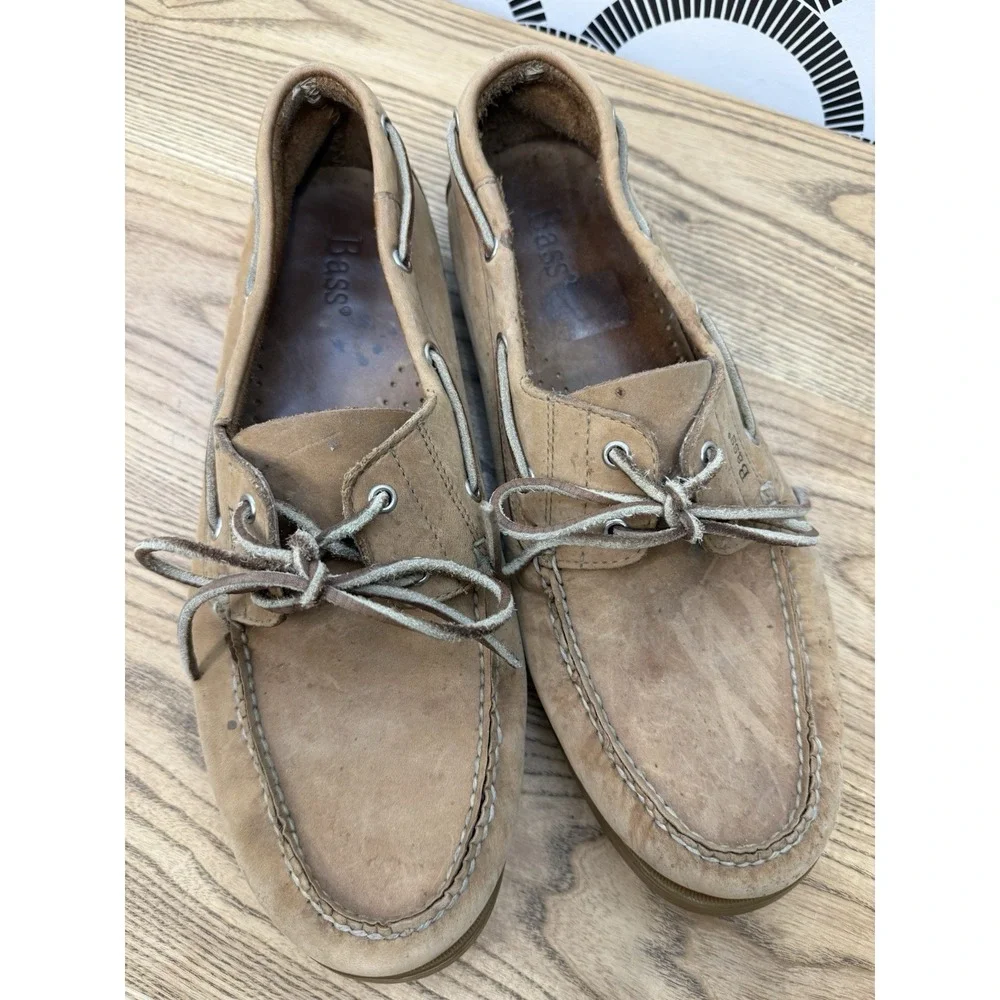 Bass Seafarer Boat Shoes 1617-226 Mens Brown Leather Lace Up Size 12M